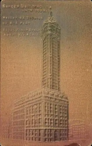 Präge Ak New York City USA, Singer Building