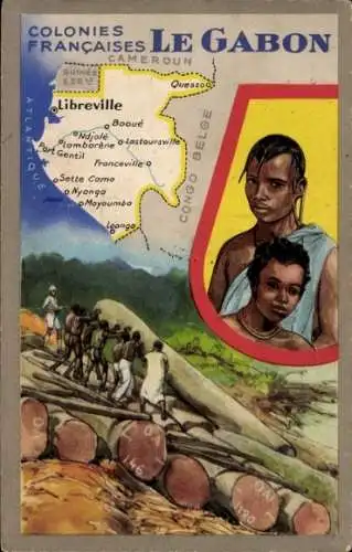 Landkarten Litho Colonies Francaises, Le Gabon, Libreville, Ogoove