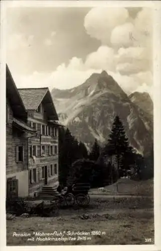Ak Schröcken Vorarlberg, Pension Mohnenfluh, Hochkinzelspitze