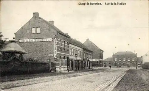 Ak Beverloo Beverlo Beringen Flandern Limburg, Camp de Beverloo, Rue de la Station