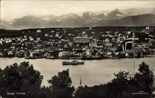 Ak Tromsø Norwegen, Blick auf Stadt und Umgebung, Schiff