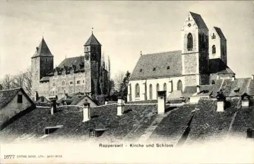 Ak Rapperswil Kanton Sankt Gallen, Kirche und Schloss
