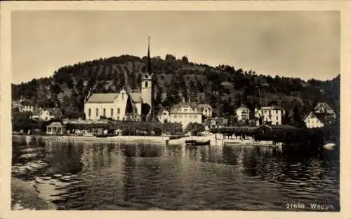 Ak Weggis Kanton Luzern, Teilansicht mit Kirche