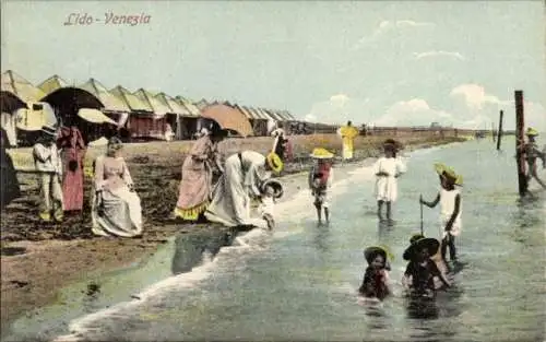 Ak Lido di Venezia Veneto, Strandpartie
