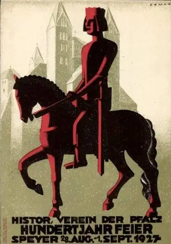 Künstler Ak Semar, Speyer am Oberrhein, Histor. Verein der Pfalz, 100 Jahr Feier 1927