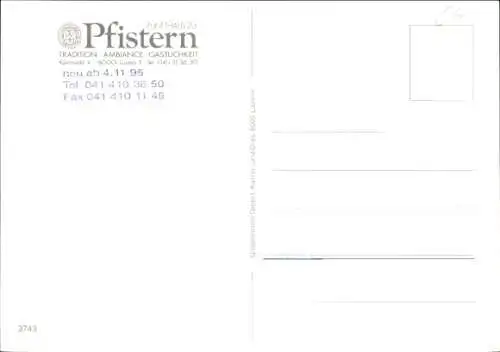 Ak Luzern Stadt Schweiz, Zunfthaus zu Pfistern, Außenansicht, Innenräume