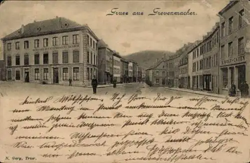 Ak Grevenmacher Luxemburg, Straßenpartie, Geschäfte