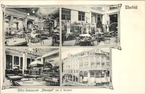 Ak Elberfeld Wuppertal, Hotel Restaurant Monopol, Billiardsaal