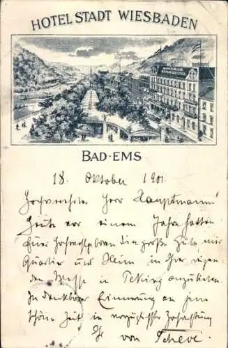 Litho Bad Ems an der Lahn, Hotel Stadt Wiesbaden