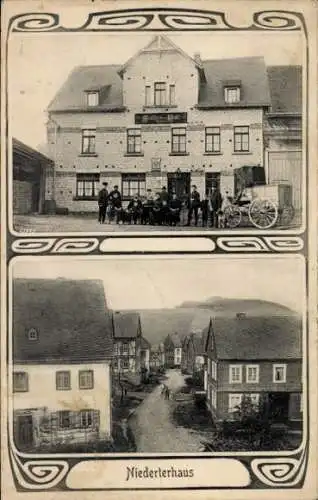 Passepartout Ak Niederterhaus Niedert im Hunsrück, Gasthof, Straßenpartie