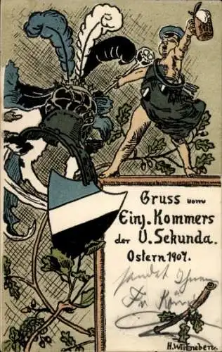 Studentika Ak Hildesheim, Einjähres Kommers der U. Sekunda, Ostern 1907