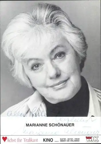 Ak Schauspielerin Marianne Schönauer, Portrait, Autogramm