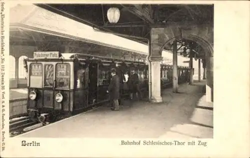 Ak Berlin Kreuzberg, Hochbahn-Bahnhof Schlesisches Tor, Zug Richtung Potsdamer Platz