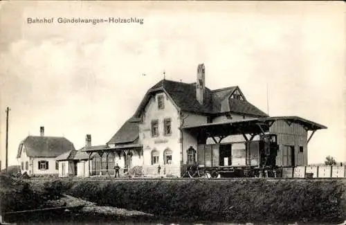 Ak Gündelwangen Bonndorf im Schwarzwald, Bahnhof Gündelwangen Holzschlag