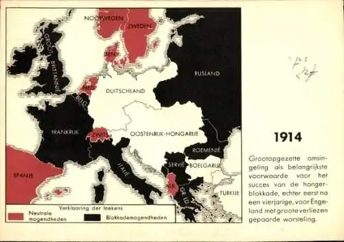 Landkarten Ak Europa, Deutsches Reich, Deutschland, Blockaden 1914, 1939