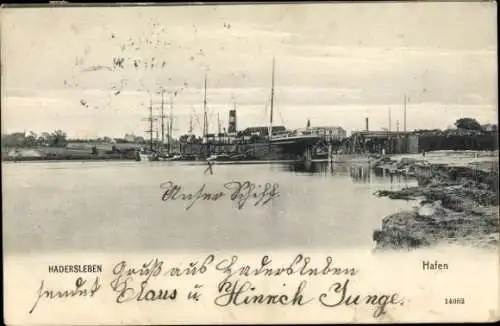 Ak Haderslev Hadersleben Dänemark, Hafen, Dampfschiff