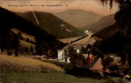 Ak Sokołowsko Görbersdorf Schlesien, Blitzengrund, Görbersdorfer Tal, Wohnhäuser