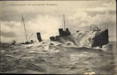 Ak Deutsches Kriegsschiff, Torpedoboot bei schwerem Seegang, Kaiserliche Marine