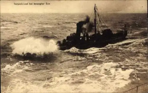 Ak Deutsches Kriegsschiff, Torpedoboot bei bewegter See, Kaiserliche Marine