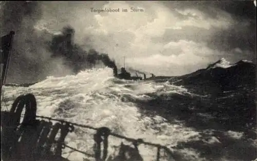 Ak Deutsches Kriegsschiff, Torpedoboot im Sturm, Kaiserliche Marine