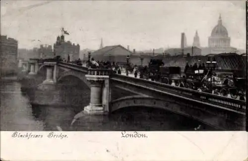 Ak London City England, Blackfriars Bridge, St. Pauls