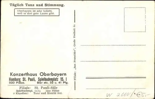 Ak Hamburg Mitte St. Pauli, Konzerthaus Oberbayern