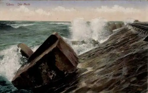 Ak Liepaja Libau Lettland, Mole, stürmische See