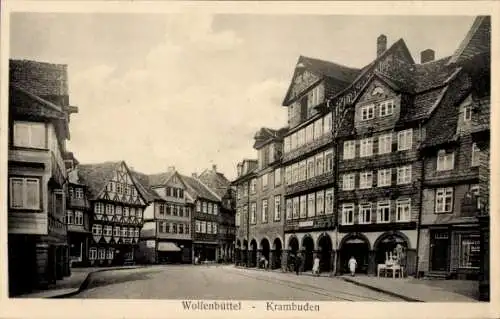 Ak Wolfenbüttel in Niedersachsen, Krambuden, Teilansicht