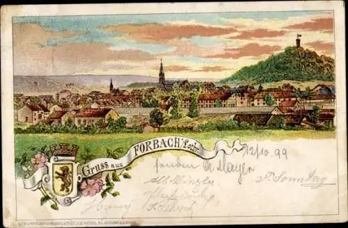 Litho Forbach Lothringen Moselle, Gesamtansicht