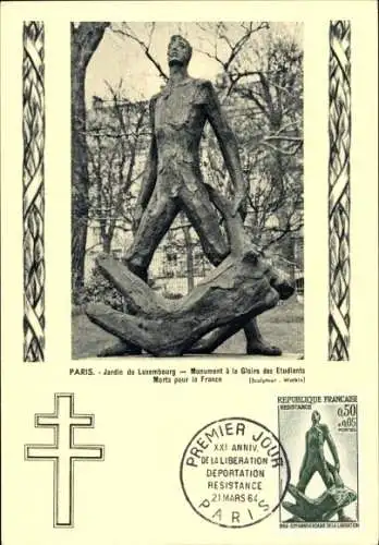 Maximum Ak Paris VI., Jardin du Luxembourg, Monument a la Gloire des Etudiants Morts pour la France