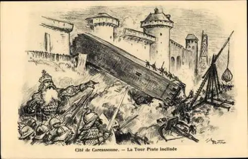 Künstler Ak Carcassonne Aude, Belagerung der Stadt