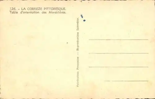 Ak Correze, Table d'orientation des Monedieres