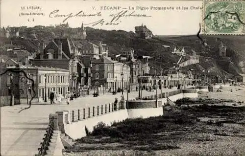 Ak Fécamp Seine Maritime, La Digue Promenade, Chalet