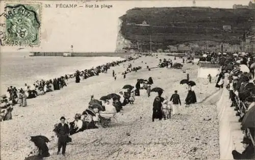 Ak Fécamp Seine Maritime, Sur la plage