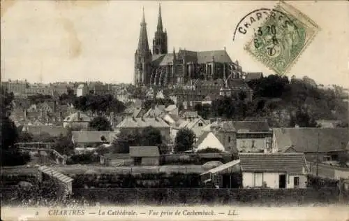 Ak Chartres Eure et Loir, Cathedrale, Vue prise de Cachemback