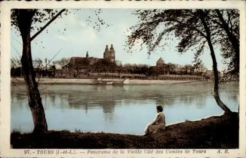 Ak Tours Indre et Loire, Panorama de la Vieille Cite des Comtes de Tours