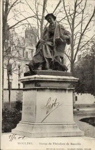 Ak Moulins-Allier, Statue von Theodore de Banville