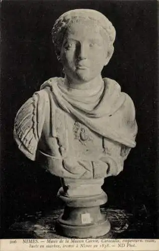 Ak Nîmes Gard, Museum Maison Carrée, Caracalla