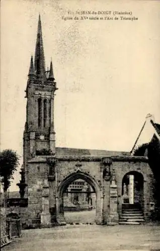 Ak Saint Jean du Doigt Finistère, Kirche, Arc de Triomphe