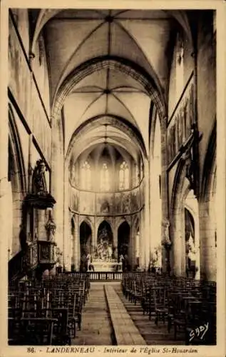 Ak Landerneau Finistère, St-Houardon-Kirche, Innenraum