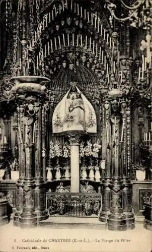 Ak Chartres Eure et Loir, Kathedrale, Vierge du Pilier
