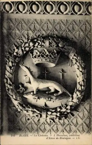 Ak Blois Loir et Cher, Schloss, Hermelin, Emblem von Anne de Bretagne
