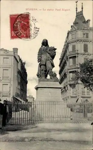Ak Béziers Hérault, Statue Paul Riquet