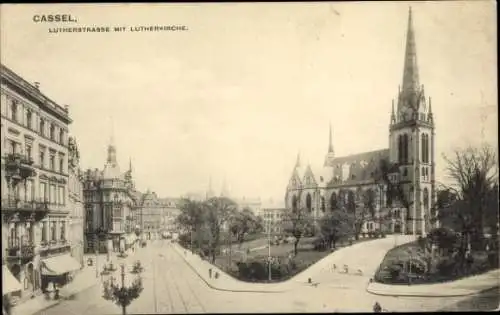 Ak Kassel in Hessen, Lutherstraße mit Lutherkirche