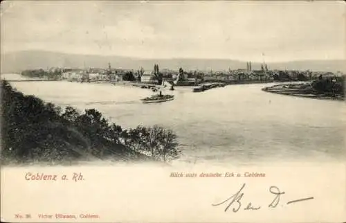 Ak Koblenz am Rhein, Coblence, Gesamtansicht, Deutsches Eck