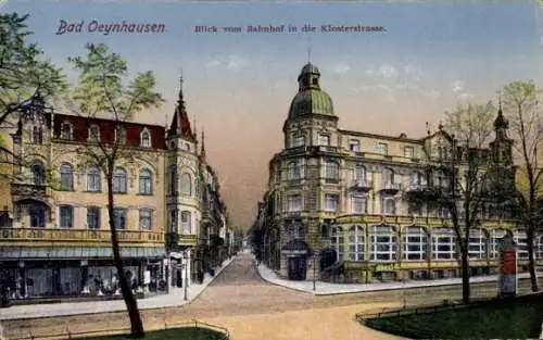 Ak Bad Oeynhausen in Westfalen, Blick vom Bahnhof, Klosterstraße, Geschäfte