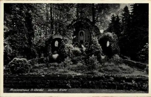 Ak St. Wendel im Saarland, Missionshaus, Lourdes Grotte