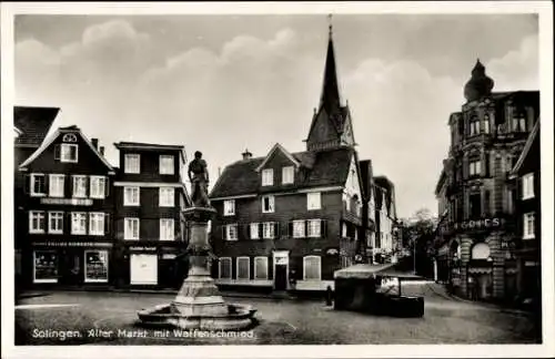 Ak Solingen im Bergischen Land, Alter Markt, Waffenschmied, Kirchturm