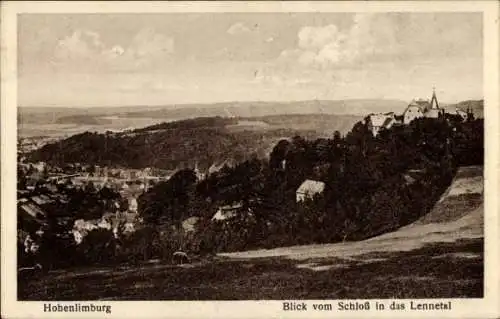 Ak Hohenlimburg Hagen in Westfalen, Panorama, Lennetal, Blick vom Schloss