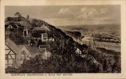 Ak Volmarstein Wetter an der Ruhr, Burgruine, Wetter, Gasthof